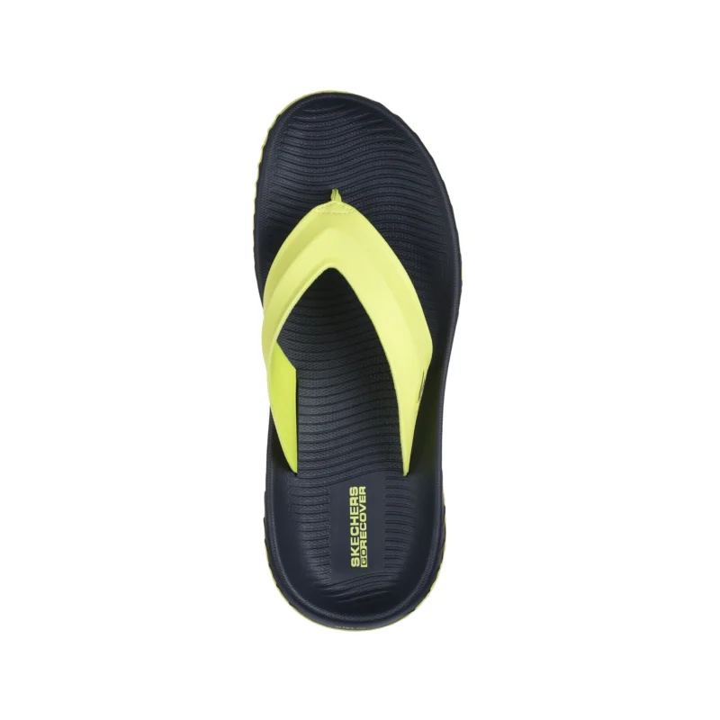 خرید سرمه‌ای زرد لا انگشتی دمپایی مردانه اسکچرز اورجینال مدل 229018 NVLM Go Recover Sandal از نمایندگی اسکیچرز