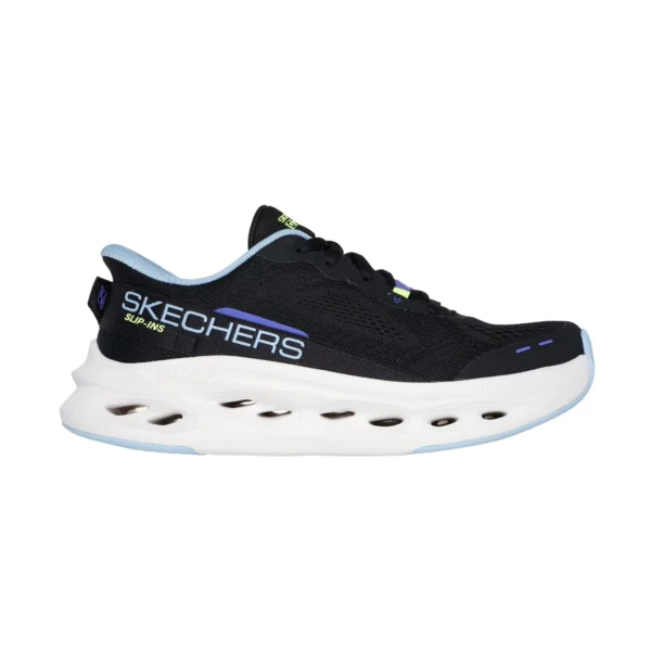 خرید کفش مشکی آبی رانینگ اورجینال زنانه اسکچرز مدل 129400 BKBL Slip-ins: Max Cushioning Glide-Step از ایران اسکیچرز