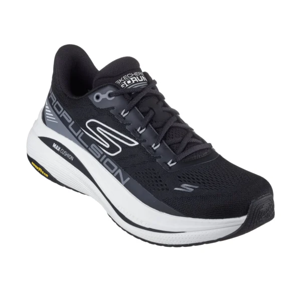 خرید کفش مشکی زیره سفید دویدن مردانه اسکچرز رانینگ اورجینال مدل 220509 BKW Max Cushioning Propulsion از نمایندگی اسکیچرز