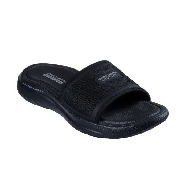 خرید دمپایی مشکی راحت مردانه اسکچرز 232983 BBK Bounder 2.0 Sandal - Lozy از نمایندگی اسکیچرز
